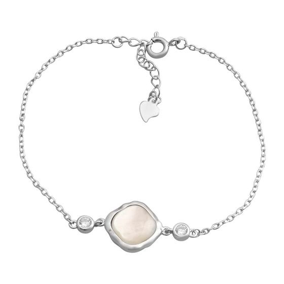 Silver bracelet with mother-of-pearl, phyanites