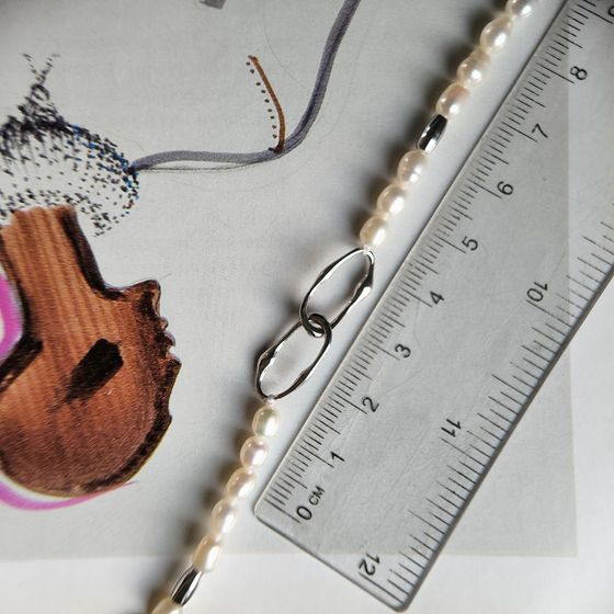 Серебряное колье с жемчугом барочным