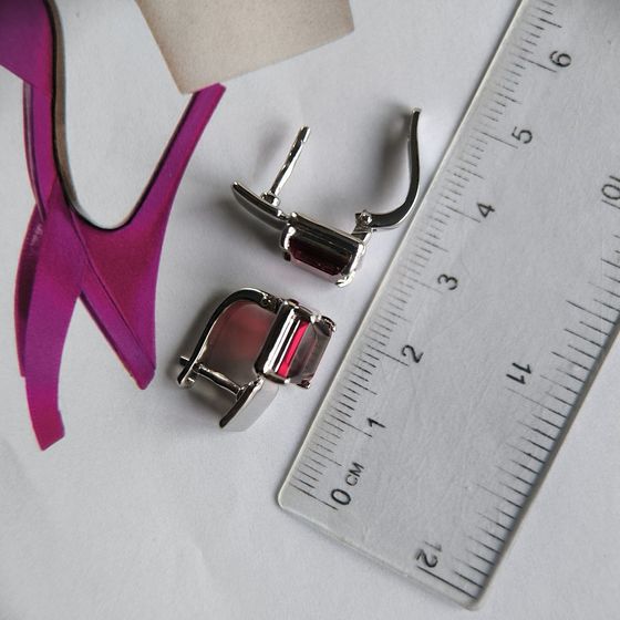 Silver earrings with nano 4.117ct garnet