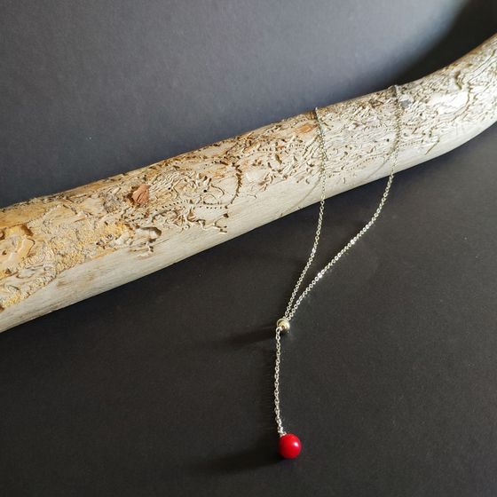 Silver necklace with coral