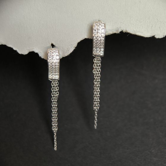 Срібні сережки з фіанітами