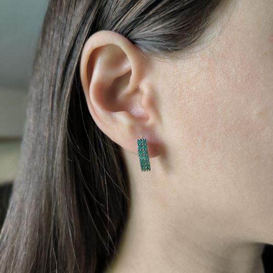 Серебряные серьги с изумрудом 1.253ct