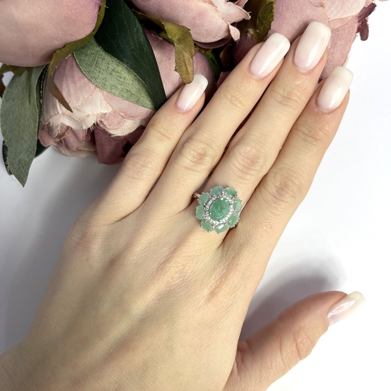 Срібна каблучка зі смарагдом 3,066 карата