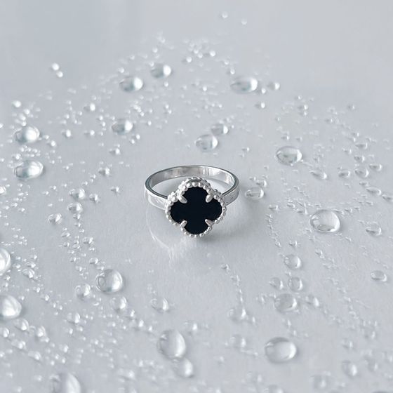Silver ring with onyx