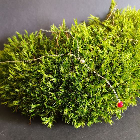 Срібне кольє з коралом