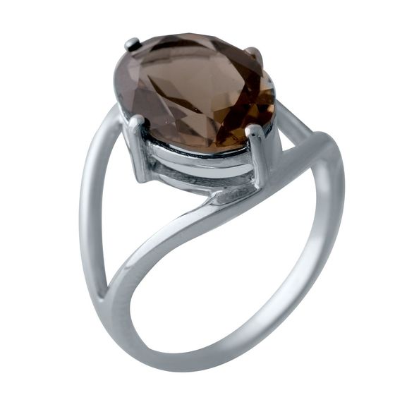 Серебряное кольцо с раухтопазом (дымчатым кварцем)