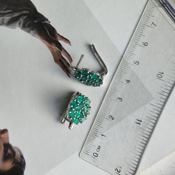 Срібні сережки з агатом 4,27 карата