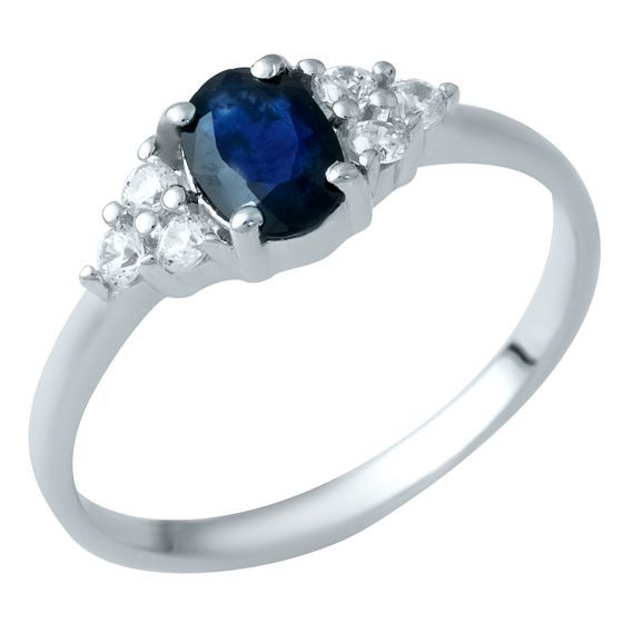Silver ring with a sapphire