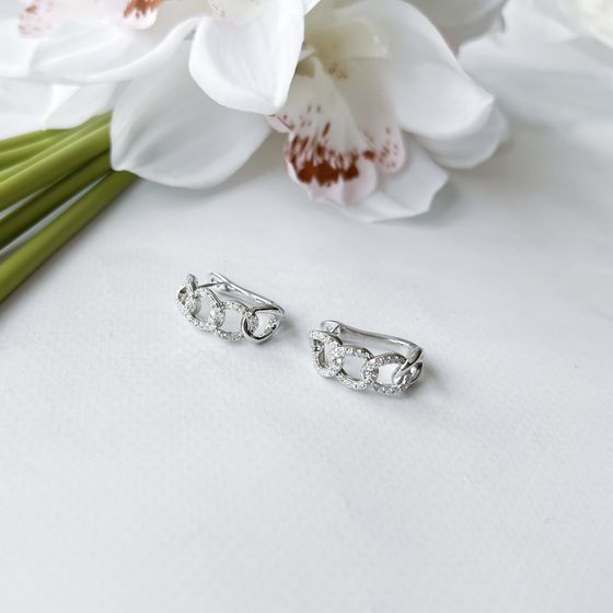 Срібні сережки з фіанітами