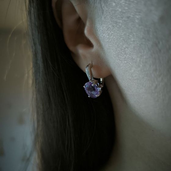 Silver earrings with amethyst