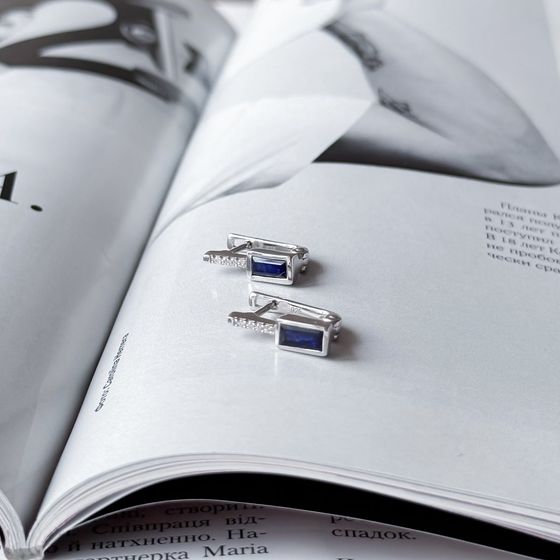 Серебряные серьги с сапфиром 1.075ct