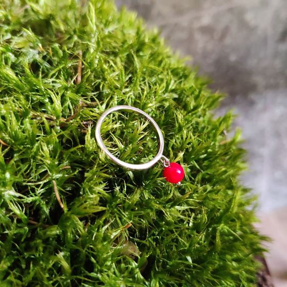 Silver ring with coral