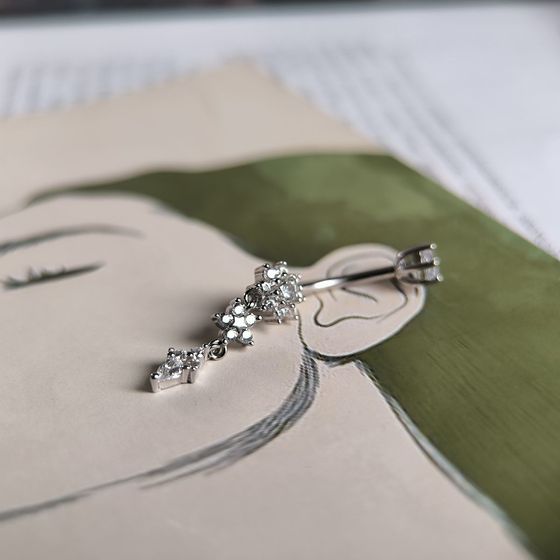 Серебряный пирсинг с фианитами