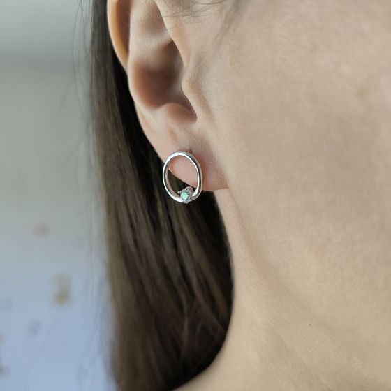 Срібні сережки з фіанітами