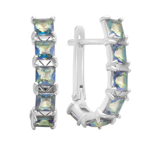 Серебряные серьги с мистик топазом 3.017ct