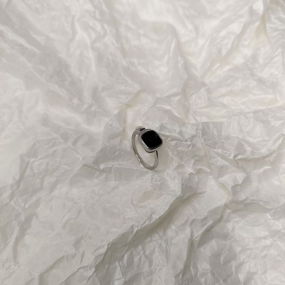 Silver ring with onyx