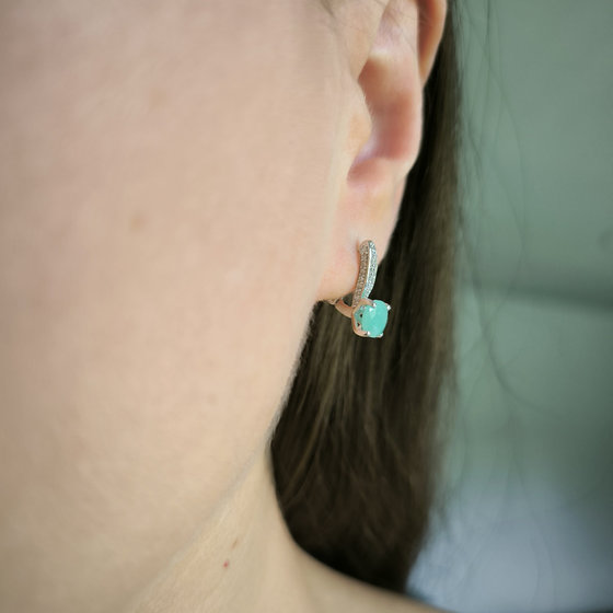 Серебряные серьги с изумрудом 1.987ct