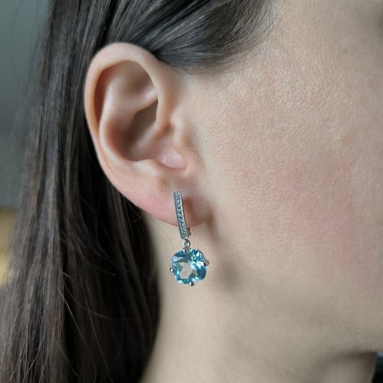 Серебряные серьги с топазом 10.683ct