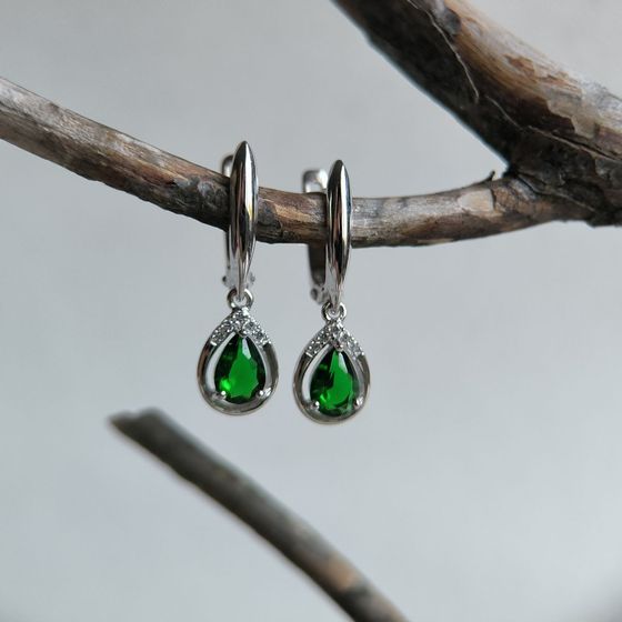 Срібні сережки зі смарагдом nano 1.202ct