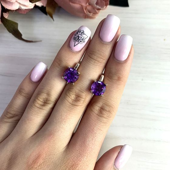 Золотые серьги с аметистом 4.6ct