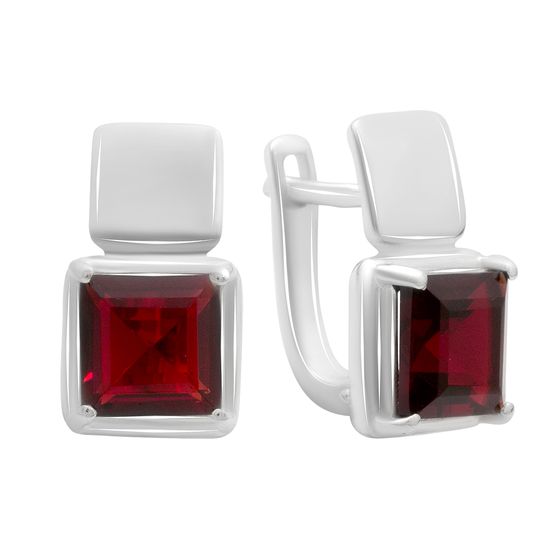 Silver earrings with nano 4.117ct garnet