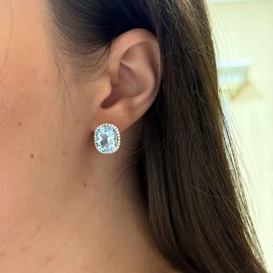 Срібні сережки з топазом 12,432 карата та фіанітами