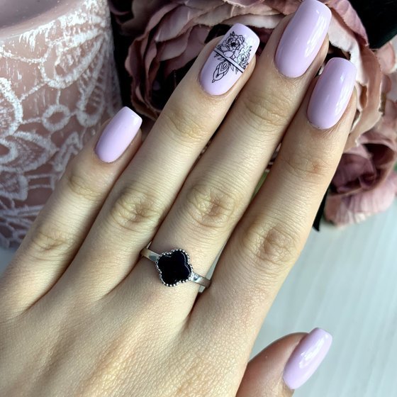 Silver ring with onyx