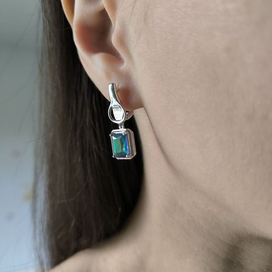 Срібні сережки з містик топазом 3.175ct