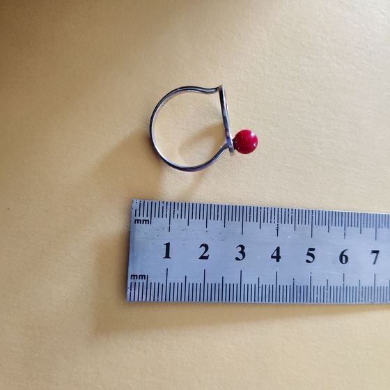 Silver ring with coral