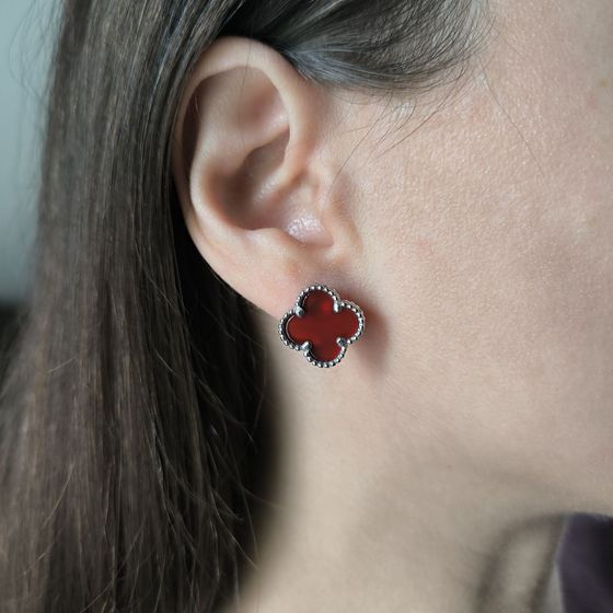 Silver earrings with agate