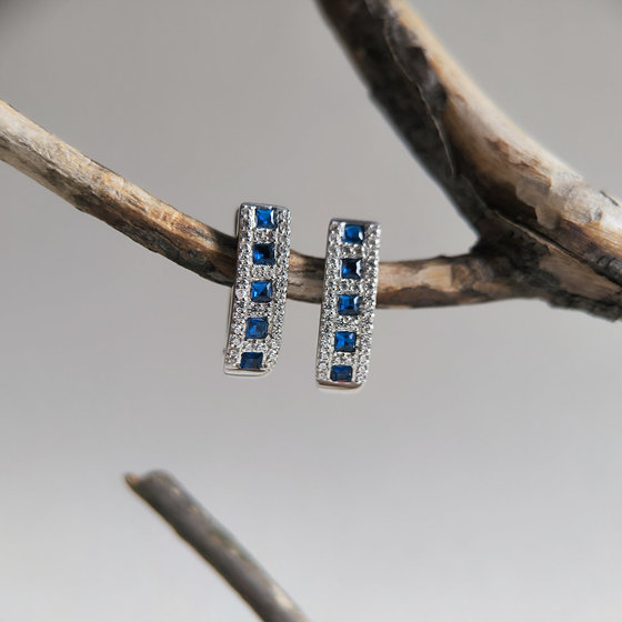 Срібні сережки з сапфіром nano 1.187ct