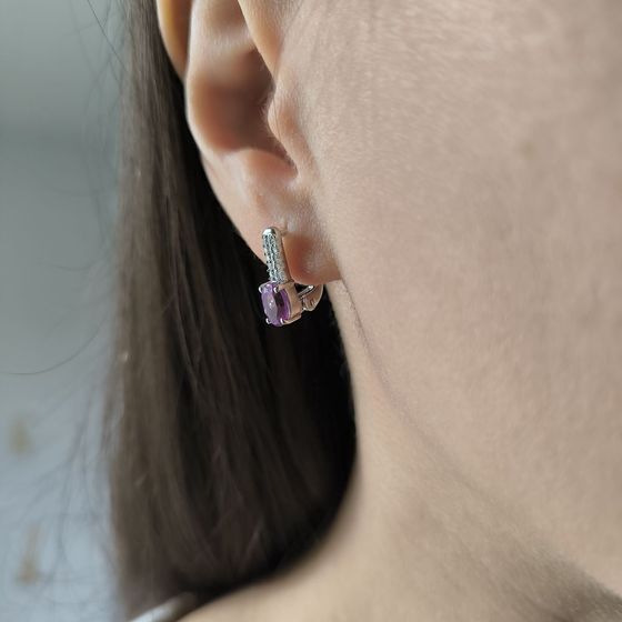 Срібні сережки з александритом 2,48 карата