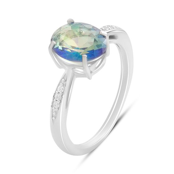 Silver ring with mystic topaz