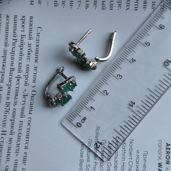 Срібні сережки зі смарагдом 2.622ct