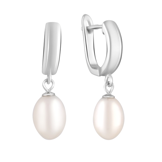 Silver earrings with pearls