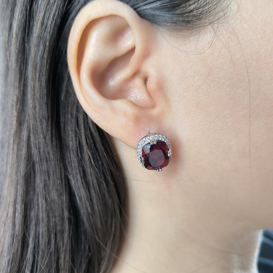 Срібні сережки з гранатом nano 9.39ct