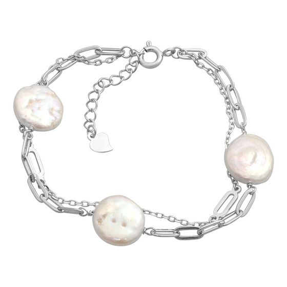 Silver bracelet with baroque pearls