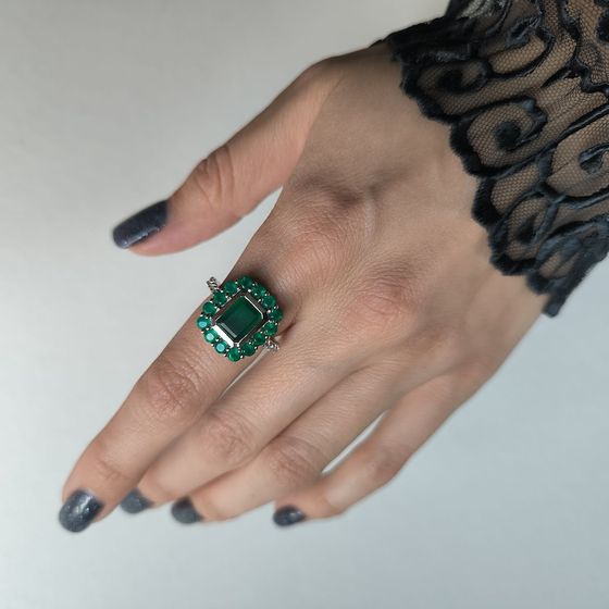 Серебряное кольцо с агатом 3.958ct