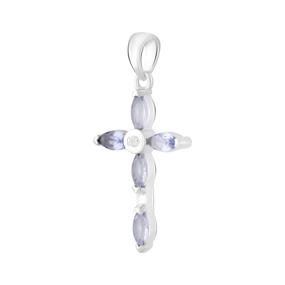 Серебряный крестик с аметистом 1.295ct