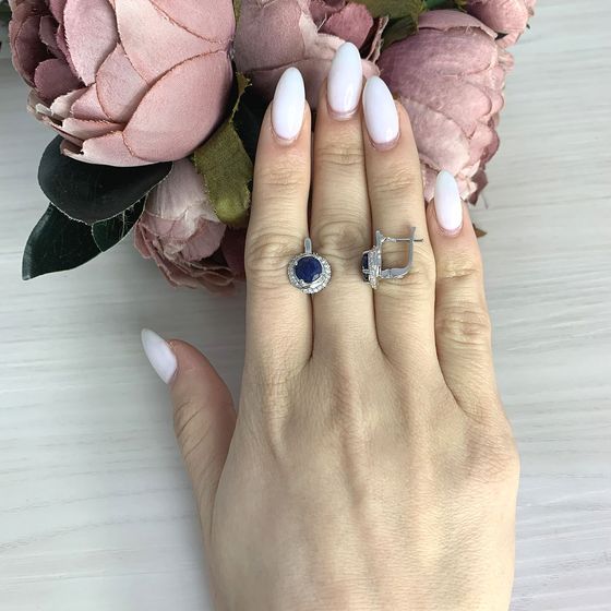 Срібні сережки з сапфіром 4.3ct