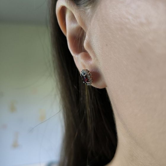 Серебряные серьги с гранатом 2.172ct