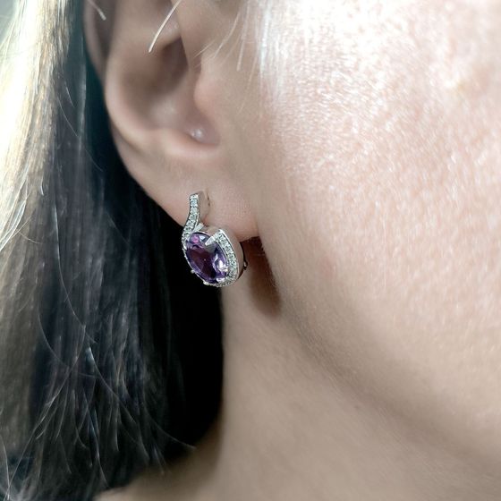 Срібні сережки з аметистом 5.312ct