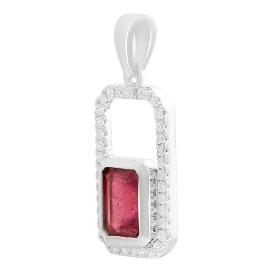 Silver pendant with 1.736ct ruby and cubic zirconia