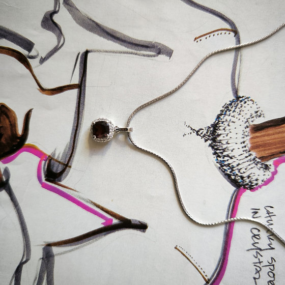 Срібна підвіска з гранатом 1.503ct