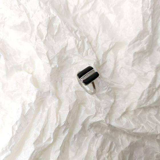 Silver ring with onyx
