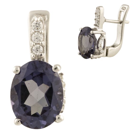 Silver earrings with amethyst
