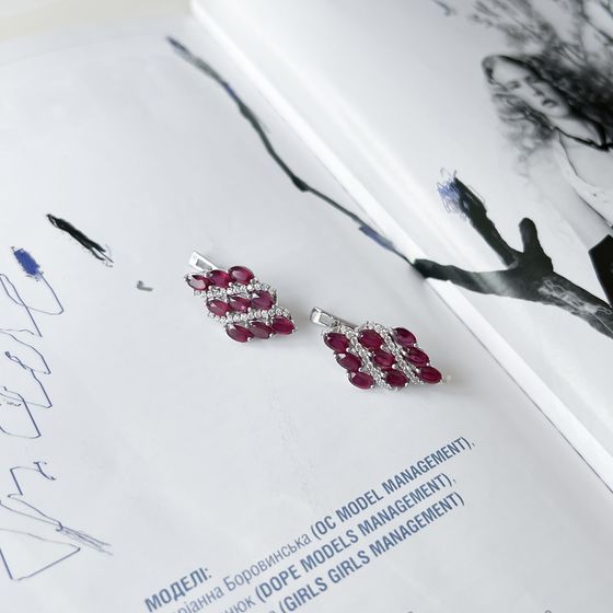 Срібні сережки з рубіном 7.101ct
