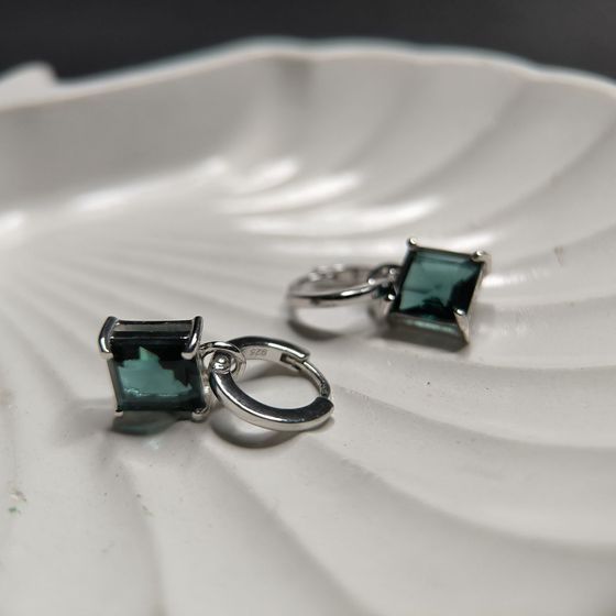 Серебряные серьги с топазом Лондон Блю 4.113ct