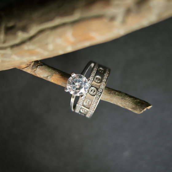 Silver ring with cubic zirconia