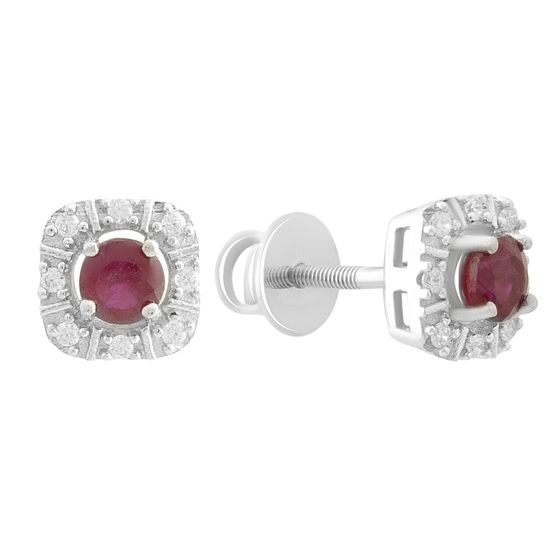 Серебряные серьги с рубином 1.045ct